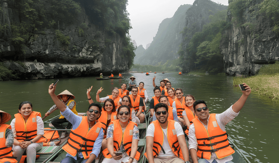 Vietnam group tour with friends in Halong Bay